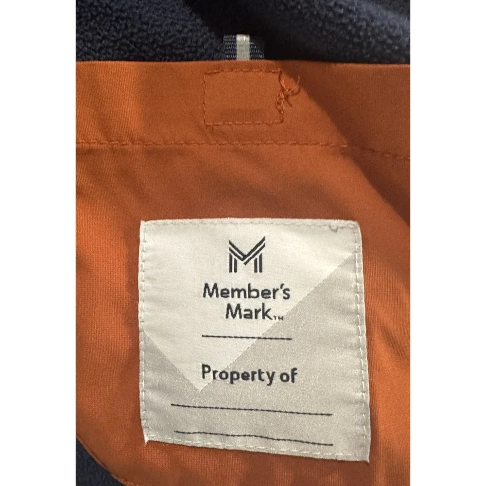 Member's Mark Puffer Jacket Boys 3T Navy Blue Orange Fleece Lined Hooded Coat